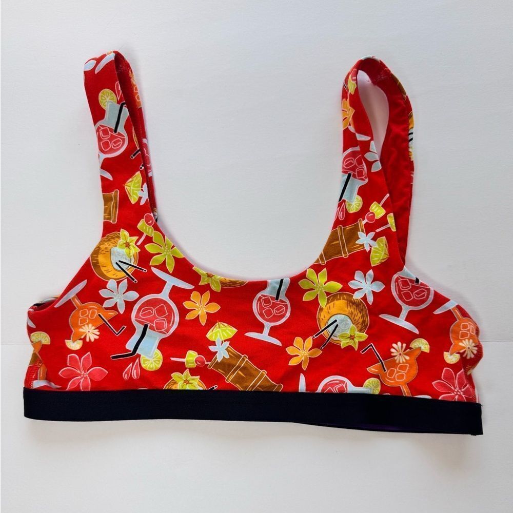 MeUndies Red Cocktail Print U-Back Bralette Size Medium